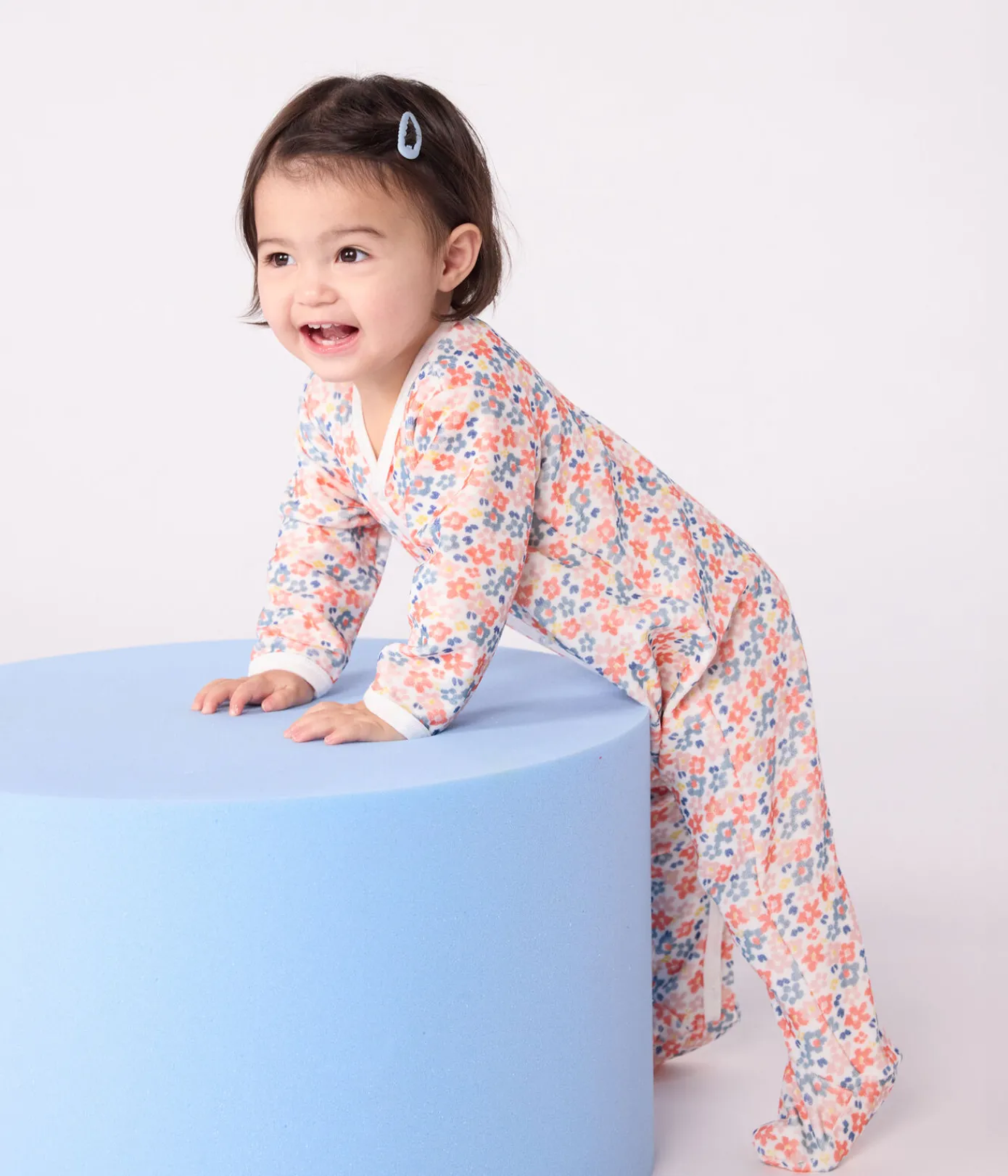 Petit Bateau Schlafanzüge, Strampler*Strampler aus Nicki mit Blumenmotiv weiss MARSHMALLOW/weiss MULTICO
