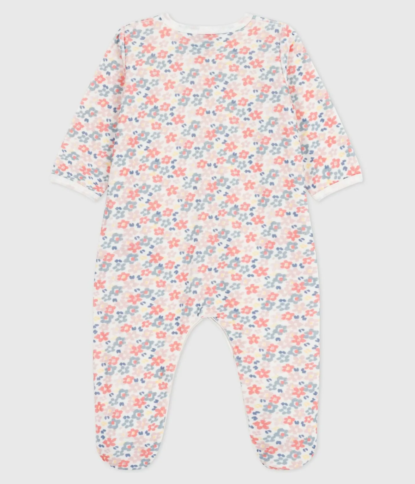 Petit Bateau Schlafanzüge, Strampler*Strampler aus Nicki mit Blumenmotiv weiss MARSHMALLOW/weiss MULTICO