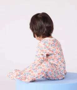 Petit Bateau Schlafanzüge, Strampler*Strampler aus Nicki mit Blumenmotiv weiss MARSHMALLOW/weiss MULTICO