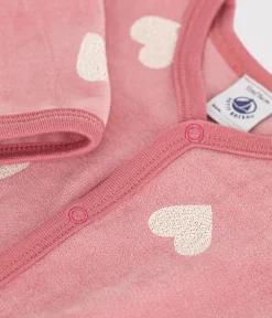 Petit Bateau Schlafanzüge, Strampler*Strampler aus Nicki mit Herzmotiv rosa ROSEWOOD/ MARSHMALLOW
