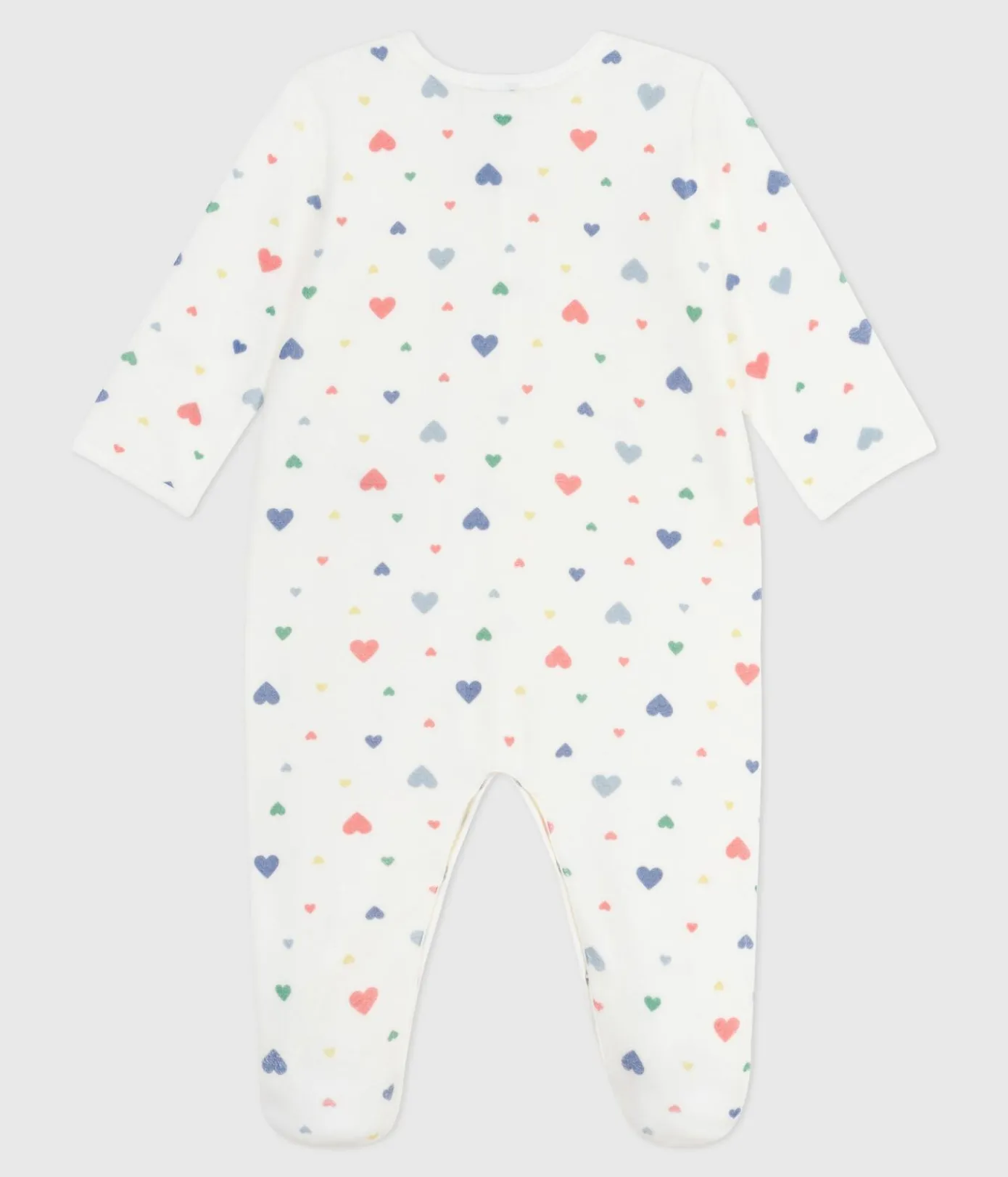 Petit Bateau Schlafanzüge, Strampler*Strampler aus Nicki mit Herzmotiv weiss MARSHMALLOW/weiss MULTICO