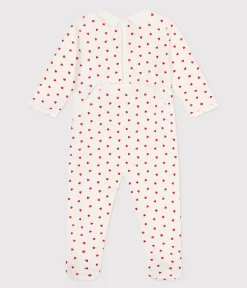 Petit Bateau Schlafanzüge, Strampler*Strampler aus Nicki mit Herzmotiv weiss MARSHMALLOW/ROT TERKUIT