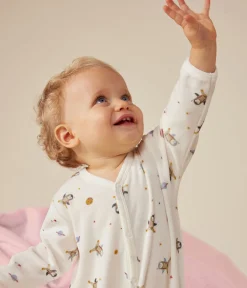 Petit Bateau Schlafanzüge, Strampler*Strampler aus Nicki mit kleinen Pinguinen im Weltraum weiss MARSHMALLOW/weiss MULTICO