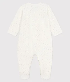 Petit Bateau Schlafanzüge, Strampler*Strampler aus Nicki mit kleinen Herzen weiss MARSHMALLOW/weiss MISTIGRI