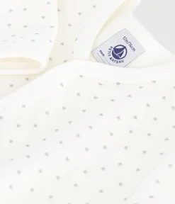 Petit Bateau Schlafanzüge, Strampler*Strampler aus Nicki mit kleinen Herzen weiss MARSHMALLOW/weiss MISTIGRI