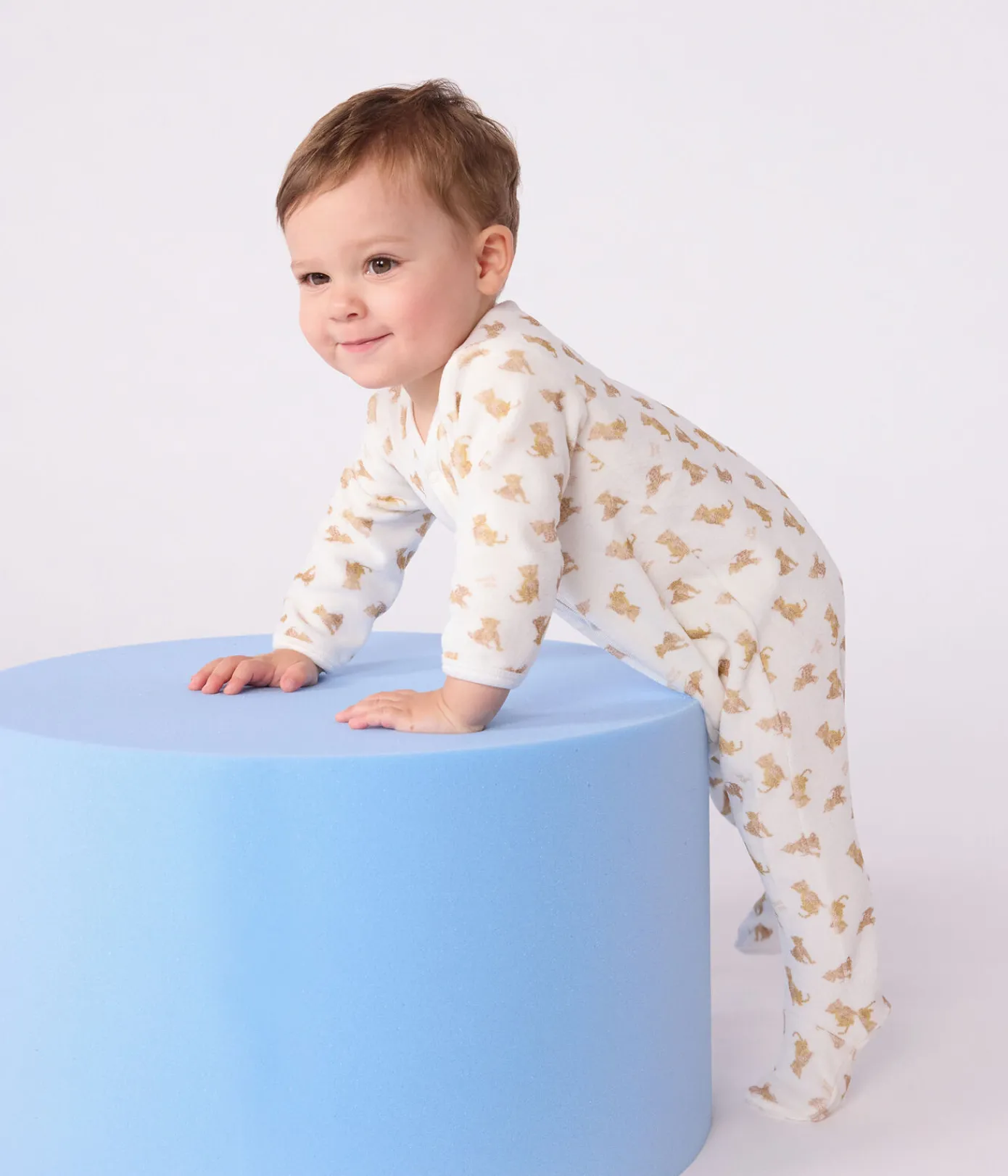 Petit Bateau Schlafanzüge, Strampler*Strampler aus Nicki mit Leoparden-Motiv weiss MARSHMALLOW/weiss MULTICO