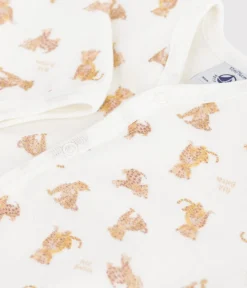 Petit Bateau Schlafanzüge, Strampler*Strampler aus Nicki mit Leoparden-Motiv weiss MARSHMALLOW/weiss MULTICO