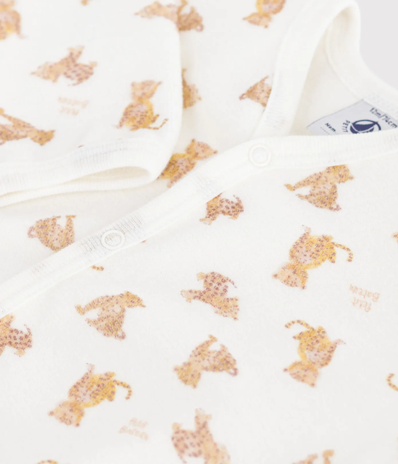 Petit Bateau Schlafanzüge, Strampler*Strampler aus Nicki mit Leoparden-Motiv weiss MARSHMALLOW/weiss MULTICO