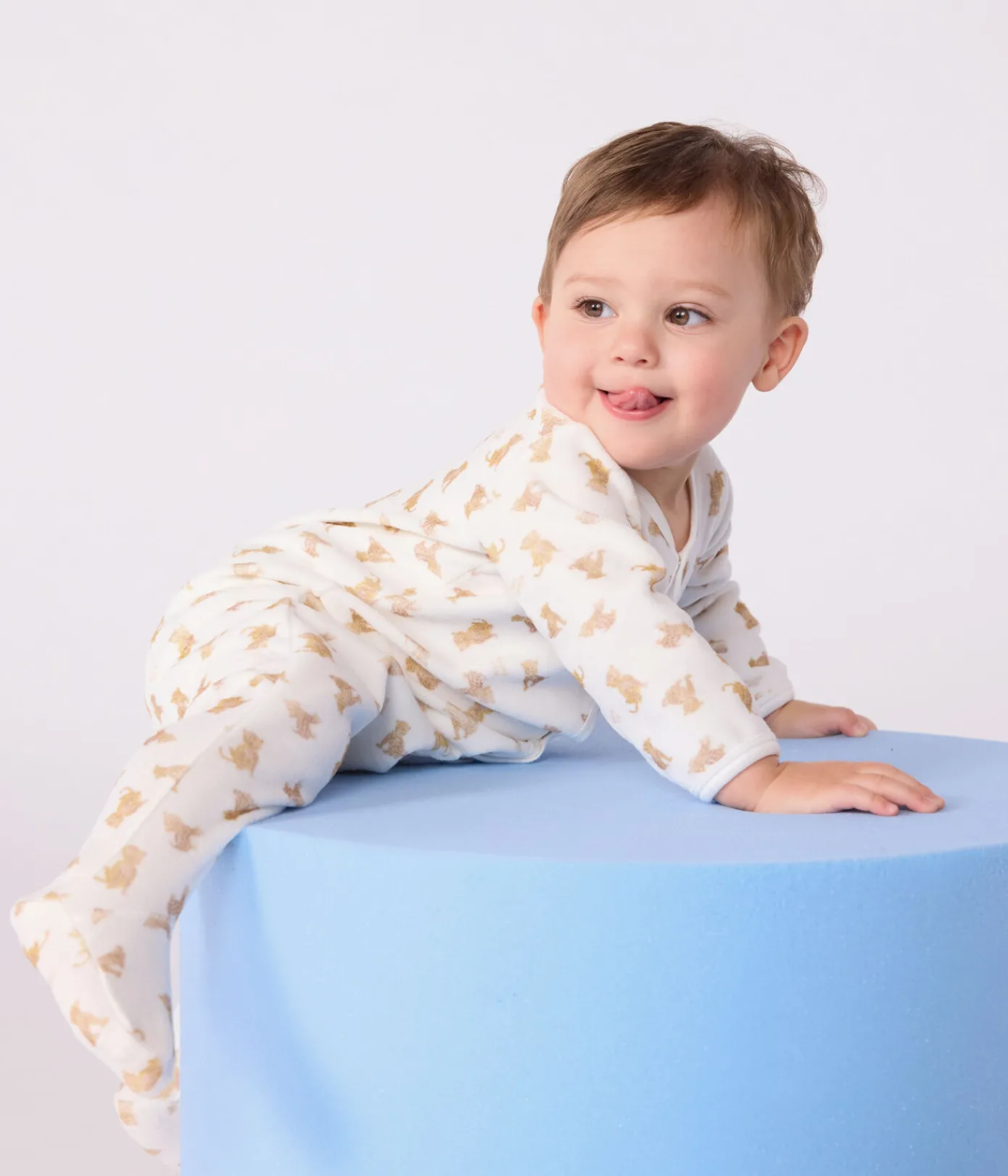Petit Bateau Schlafanzüge, Strampler*Strampler aus Nicki mit Leoparden-Motiv weiss MARSHMALLOW/weiss MULTICO