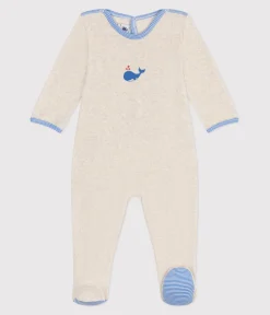 Petit Bateau Schlafanzüge, Strampler*Strampler aus Nicki mit rückseitiger Öffnung beige MONTELIMAR CHINE