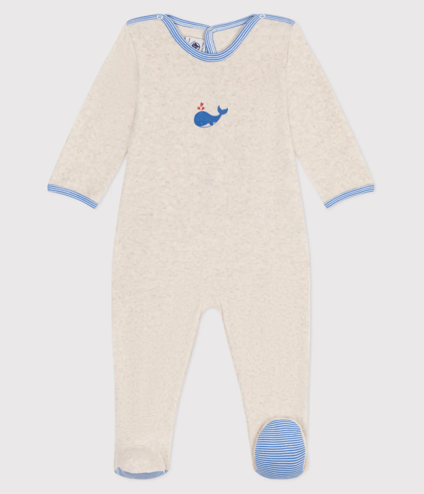 Petit Bateau Schlafanzüge, Strampler*Strampler aus Nicki mit rückseitiger Öffnung beige MONTELIMAR CHINE