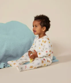 Petit Bateau Schlafanzüge, Strampler*Strampler aus Nicki mit Sternmotiv weiss MARSHMALLOW/weiss MULTICO
