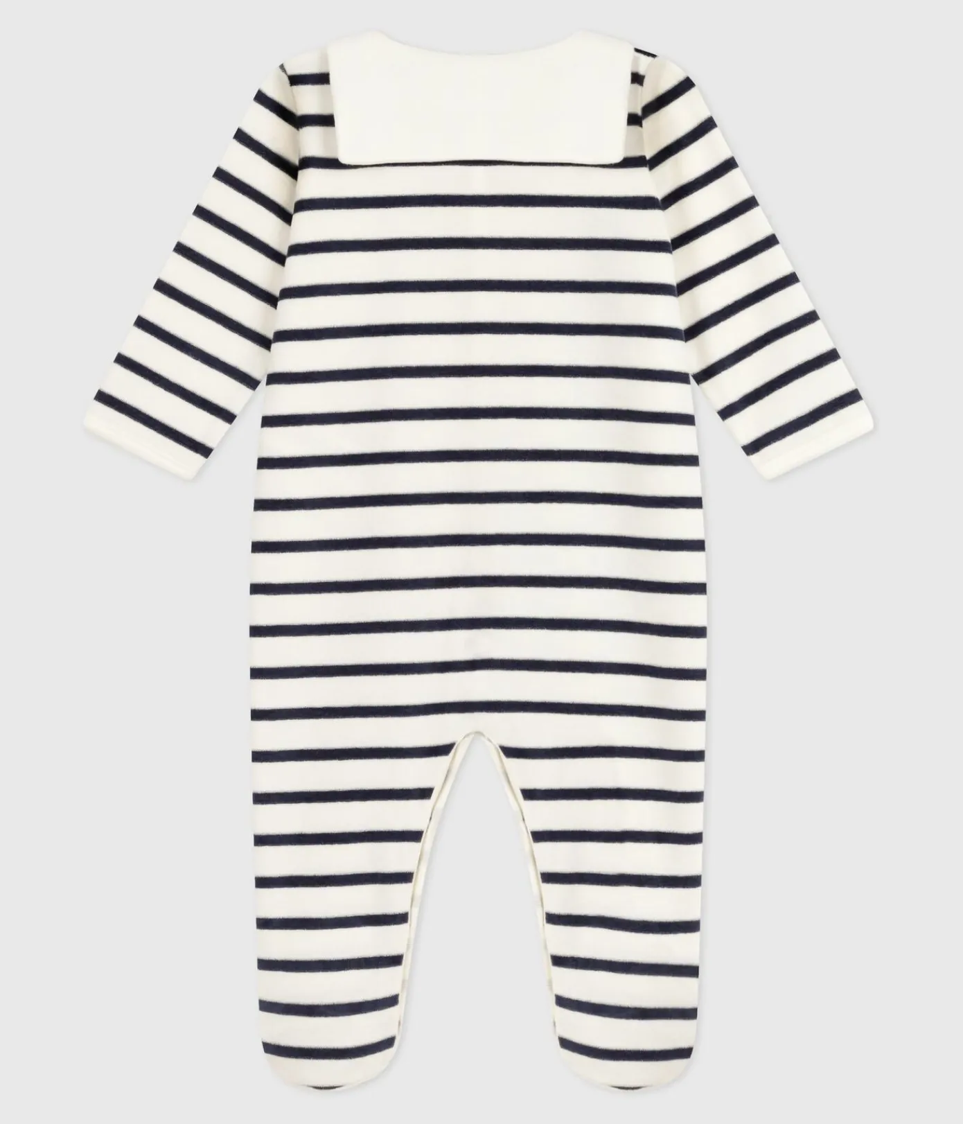 Petit Bateau Schlafanzüge, Strampler*Strampler aus Nicki mit Streifen weiss MARSHMALLOW/blau SMOKING