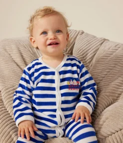 Petit Bateau Schlafanzüge, Strampler*Strampler aus Nicki mit Weihnachtsmotiven blau CALVIN/ MARSHMALLOW