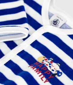 Petit Bateau Schlafanzüge, Strampler*Strampler aus Nicki mit Weihnachtsmotiven blau CALVIN/ MARSHMALLOW