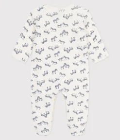 Petit Bateau Schlafanzüge, Strampler*Strampler aus Nicki mit Zebra-Motiv blau MILK/ SOIR