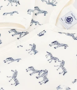 Petit Bateau Schlafanzüge, Strampler*Strampler aus Nicki mit Zebra-Motiv blau MILK/ SOIR