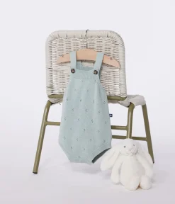 Petit Bateau Sets, Overalls & Latzhosen|Newborn*Strampler aus Zierstrick mit Trägern grün PAUL