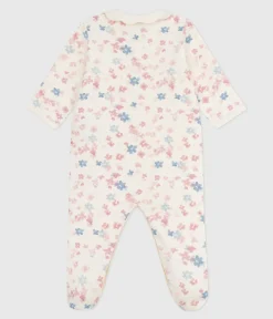 Petit Bateau Schlafanzüge, Strampler*Strampler mit Blütenkragen aus aufgerautem Molton mit Blumenmotiv MILK/ MULTICO