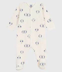 Petit Bateau Schlafanzüge, Strampler*Strampler mit Blütenkragen aus aufgerautem Molton mit Blumenmotiv MILK/ MULTICO