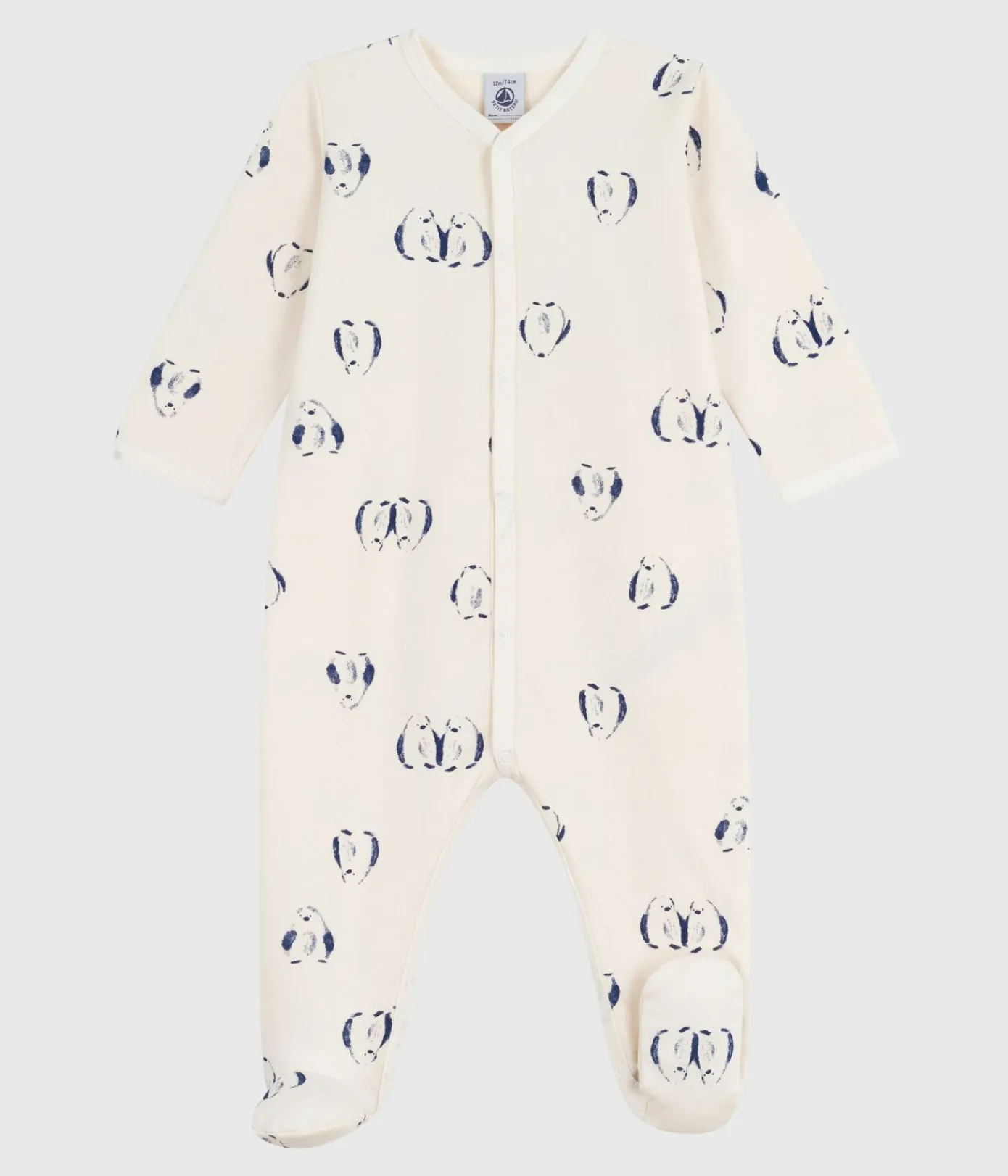 Petit Bateau Schlafanzüge, Strampler*Strampler mit Blütenkragen aus aufgerautem Molton mit Blumenmotiv MILK/ MULTICO
