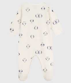 Petit Bateau Schlafanzüge, Strampler*Strampler mit Blütenkragen aus aufgerautem Molton mit Blumenmotiv MILK/ MULTICO