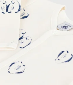 Petit Bateau Schlafanzüge, Strampler*Strampler mit Blütenkragen aus aufgerautem Molton mit Blumenmotiv MILK/ MULTICO