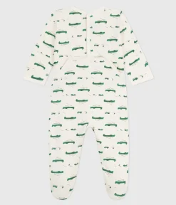 Petit Bateau Schlafanzüge, Strampler*Strampler mit Öffnung am Rücken aus aufgerautem Molton mit Krokodil-Motiv MILK/ MULTICO