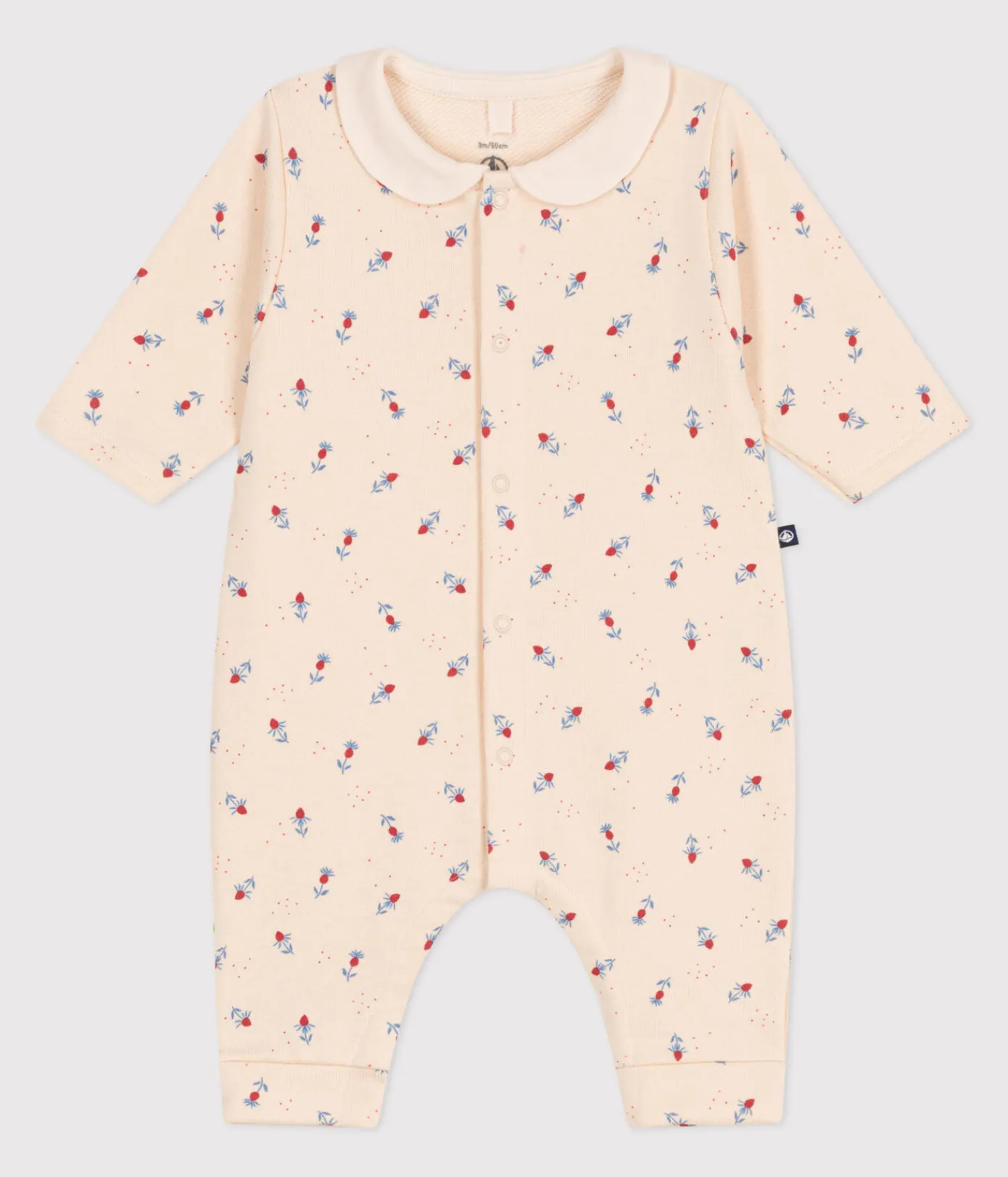 Petit Bateau Sets, Overalls & Latzhosen|Newborn*Strampler mit Kragen aus Baumwolle und Blumenmuster weiss AVALANCHE/ MULTICO