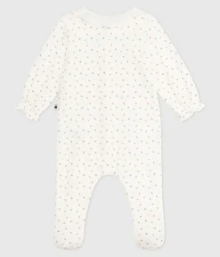 Petit Bateau Schlafanzüge, Strampler|Newborn*Strampler mit Kragen aus Nicki Herzmotiv weiss MARSHMALLOW/weiss MULTICO