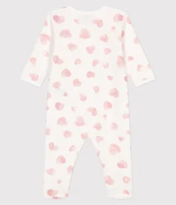 Petit Bateau Schlafanzüge, Strampler*Strampler mit Kragen aus aufgerautem Molton mit Herz-Motiv weiss MARSHMALLOW/rosa CHARME