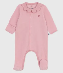 Petit Bateau Schlafanzüge, Strampler|Newborn*Strampler mit Kragen aus einfarbigem Nicki rosa CHARME