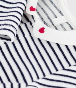 Petit Bateau Schlafanzüge, Strampler|Newborn*Strampler mit Kragen aus bedrucktem Nicki weiss MARSHMALLOW/blau SMOKING