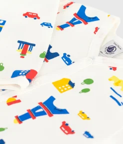 Petit Bateau Schlafanzüge, Strampler*Strampler mit Kragen aus aufgerautem Molton Paris-Motiv weiss MARSHMALLOW/weiss MULTICO