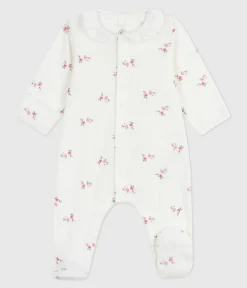 Petit Bateau Schlafanzüge, Strampler|Newborn*Strampler mit Kragen aus geblümter Baumwolle weiss MARSHMALLOW/weiss MULTICO