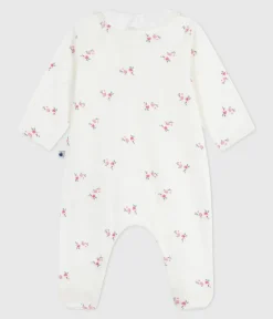 Petit Bateau Schlafanzüge, Strampler|Newborn*Strampler mit Kragen aus geblümter Baumwolle weiss MARSHMALLOW/weiss MULTICO