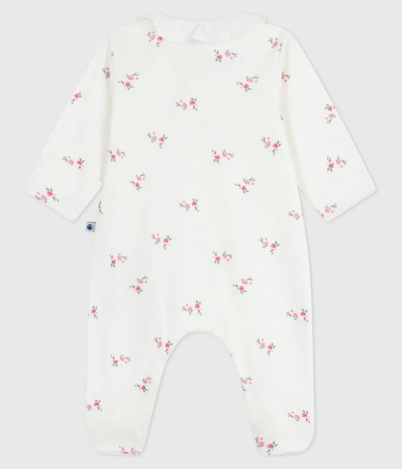 Petit Bateau Schlafanzüge, Strampler|Newborn*Strampler mit Kragen aus geblümter Baumwolle weiss MARSHMALLOW/weiss MULTICO