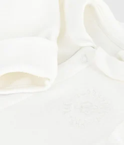 Petit Bateau Schlafanzüge, Strampler|Newborn*Strampler mit Kragen aus einfarbigem Nicki weiss MARSHMALLOW