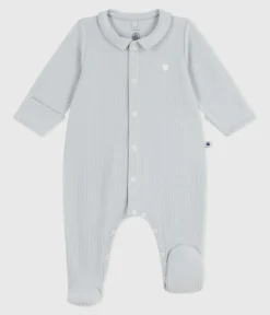 Petit Bateau Schlafanzüge, Strampler|Newborn*Strampler mit Kragen aus einfarbigem Nicki CO2