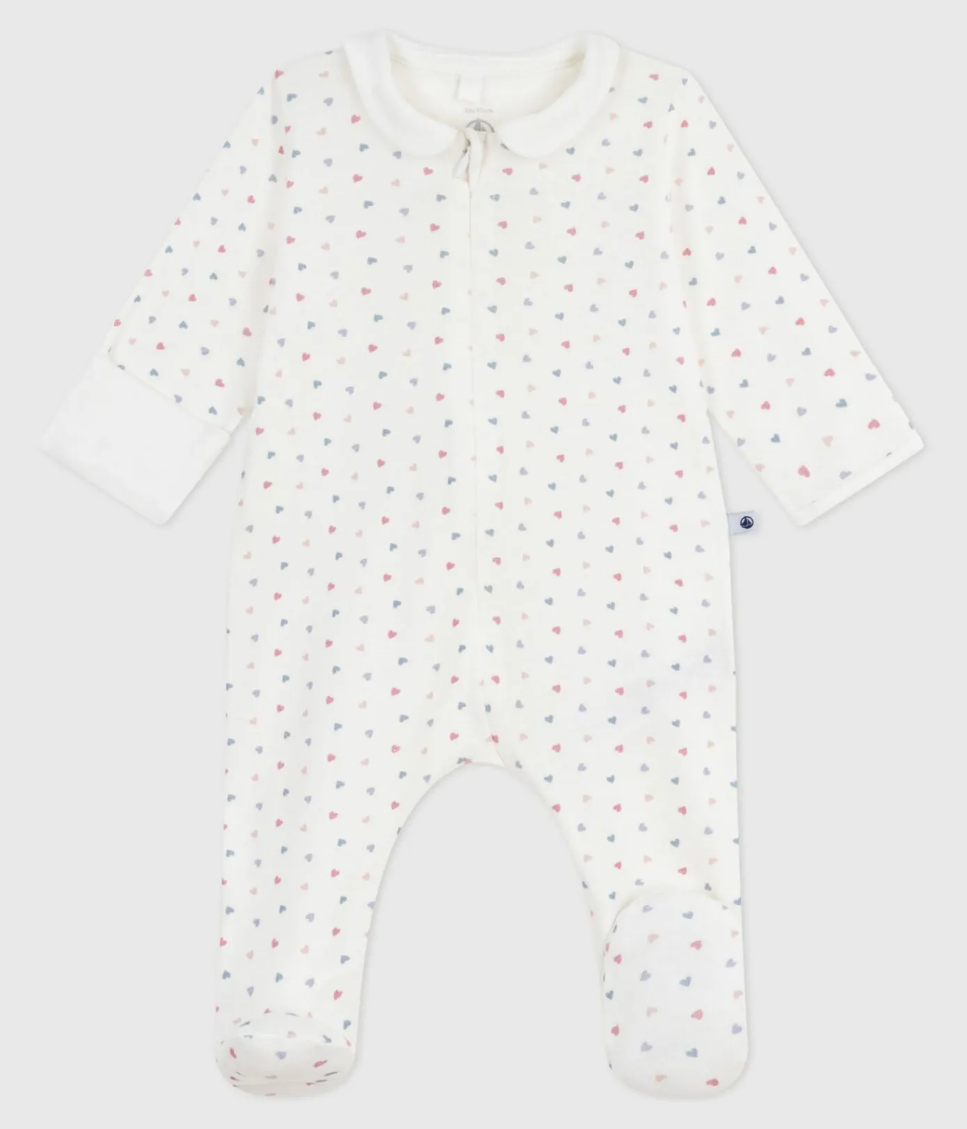 Petit Bateau Schlafanzüge, Strampler|Newborn*Strampler mit Kragen aus Baumwolle Herzmotiv weiss MARSHMALLOW/weiss MULTICO