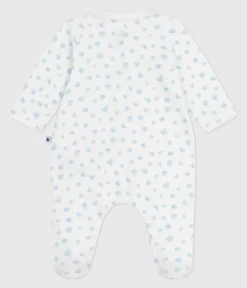 Petit Bateau Schlafanzüge, Strampler|Newborn*Strampler mit Kragen aus Baumwolle mit Herzmotiv MARSHMALLOW/ ADRIATIC