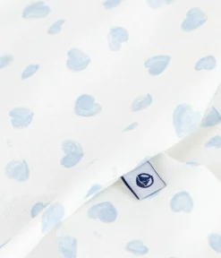 Petit Bateau Schlafanzüge, Strampler|Newborn*Strampler mit Kragen aus Baumwolle mit Herzmotiv MARSHMALLOW/ ADRIATIC