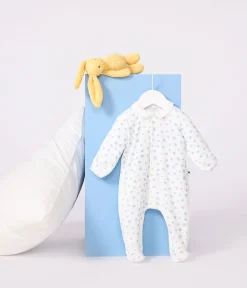 Petit Bateau Schlafanzüge, Strampler|Newborn*Strampler mit Kragen aus Baumwolle mit Herzmotiv MARSHMALLOW/ ADRIATIC