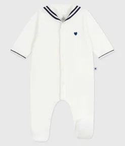 Petit Bateau Schlafanzüge, Strampler|Newborn*Strampler mit Matrosenkragen aus Nicki weiss MARSHMALLOW