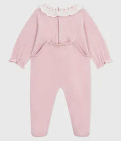 Petit Bateau Schlafanzüge, Strampler*Strampler mit rückseitiger Öffnung aus einfarbigem Nicki rosa JOLI