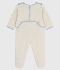 Petit Bateau Schlafanzüge, Strampler*Strampler mit rückseitiger Öffnung aus einfarbigem Nicki beige MONTELIMAR CHINE