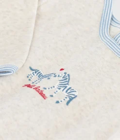Petit Bateau Schlafanzüge, Strampler*Strampler mit rückseitiger Öffnung aus einfarbigem Nicki beige MONTELIMAR CHINE