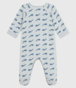 Petit Bateau Schlafanzüge, Strampler*Strampler mit Reißverschluss aus Nicki mit Wal-Motiv. CO2/ ADRIATIC