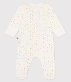 Petit Bateau Schlafanzüge, Strampler|Newborn*Strampler mit Reißverschluss-Kragen aus Baumwolle mit Herzmotiv weiss MARSHMALLOW/weiss MULTICO