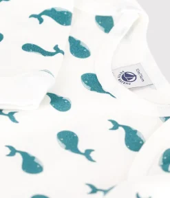 Petit Bateau Schlafanzüge, Strampler*Strampler ohne Druckknöpfe aus Baumwolle mit Walmotiven grün MARSHMALLOW/ DRAGONFLY